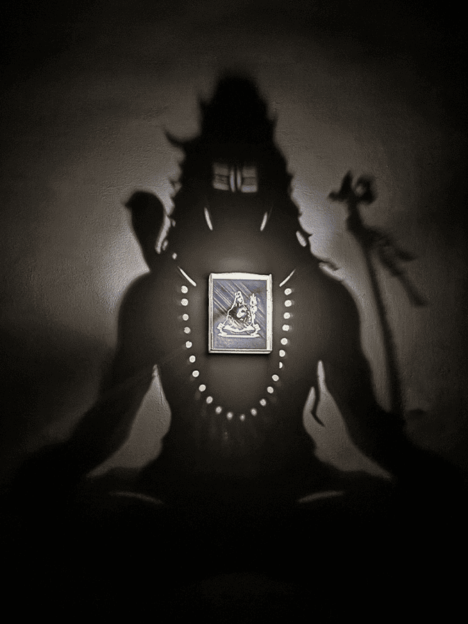 Shiv Shadow Lamp in Sacred Mandir